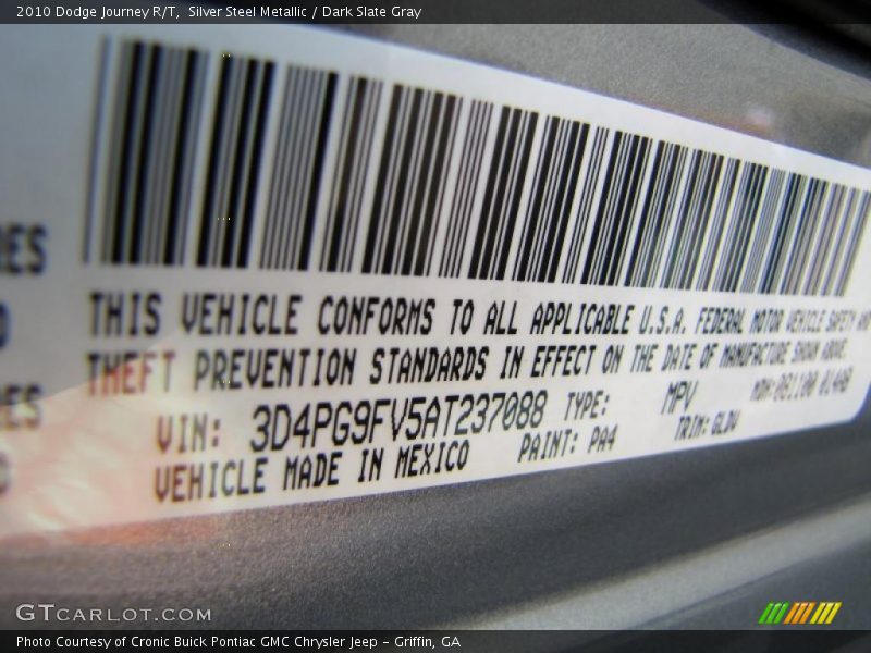 Silver Steel Metallic / Dark Slate Gray 2010 Dodge Journey R/T