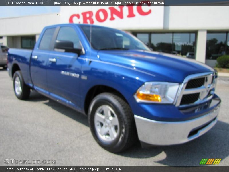 Deep Water Blue Pearl / Light Pebble Beige/Bark Brown 2011 Dodge Ram 1500 SLT Quad Cab