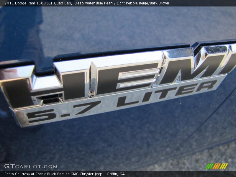 Deep Water Blue Pearl / Light Pebble Beige/Bark Brown 2011 Dodge Ram 1500 SLT Quad Cab