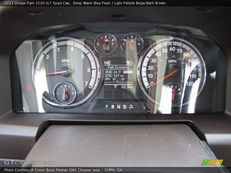 Deep Water Blue Pearl / Light Pebble Beige/Bark Brown 2011 Dodge Ram 1500 SLT Quad Cab