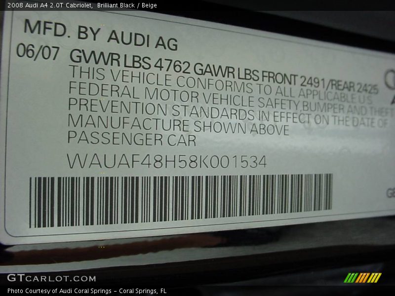 Brilliant Black / Beige 2008 Audi A4 2.0T Cabriolet