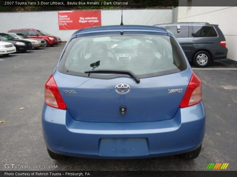 Bayou Blue Metallic / Dark Charcoal 2007 Toyota Yaris 3 Door Liftback