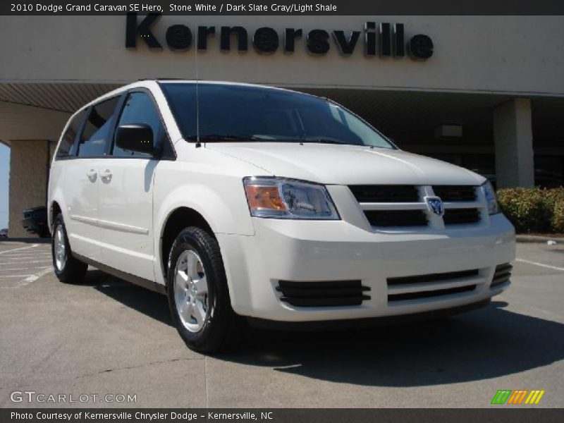 Stone White / Dark Slate Gray/Light Shale 2010 Dodge Grand Caravan SE Hero