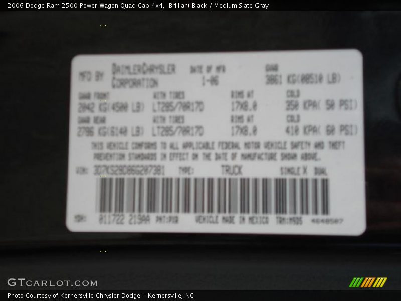 Brilliant Black / Medium Slate Gray 2006 Dodge Ram 2500 Power Wagon Quad Cab 4x4