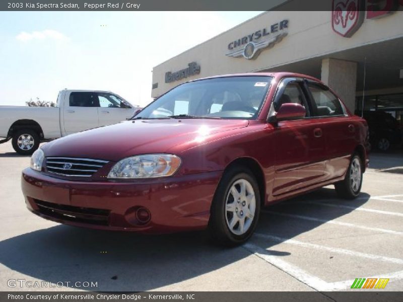 Pepper Red / Grey 2003 Kia Spectra Sedan