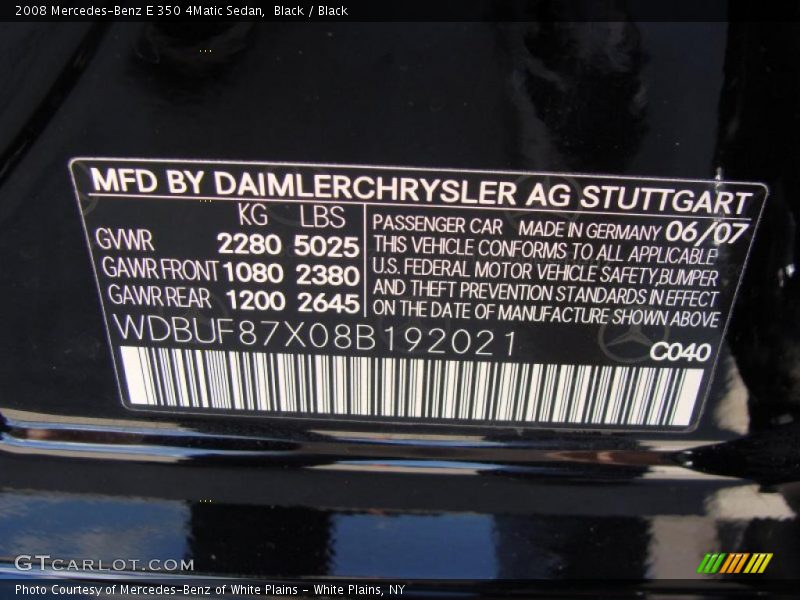 Black / Black 2008 Mercedes-Benz E 350 4Matic Sedan