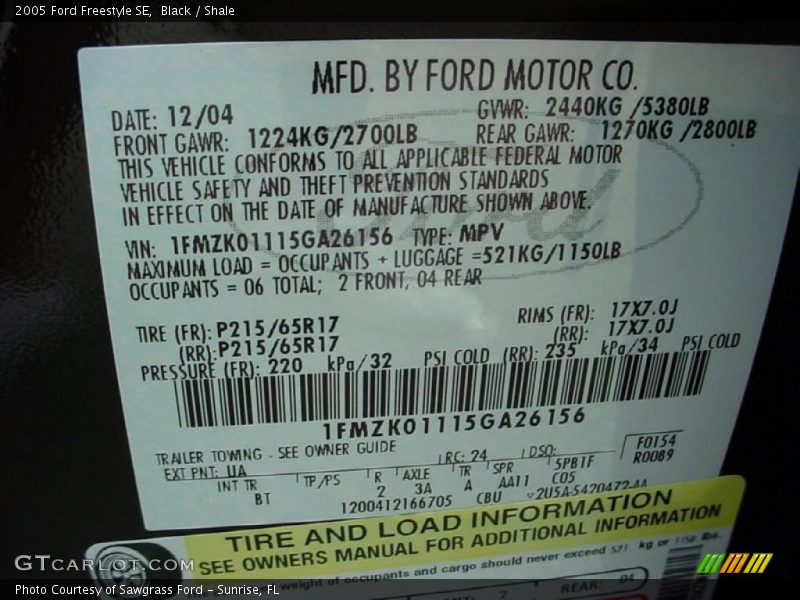 Black / Shale 2005 Ford Freestyle SE