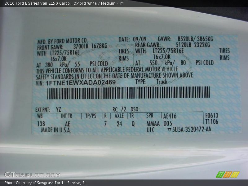 Oxford White / Medium Flint 2010 Ford E Series Van E150 Cargo