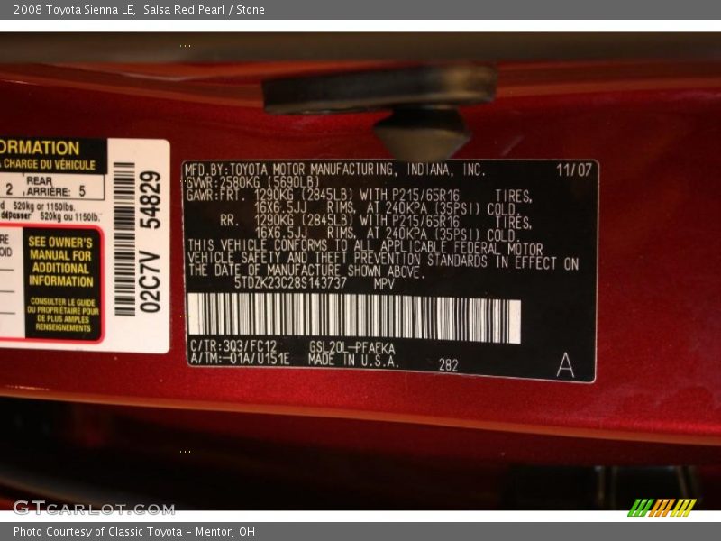 Salsa Red Pearl / Stone 2008 Toyota Sienna LE