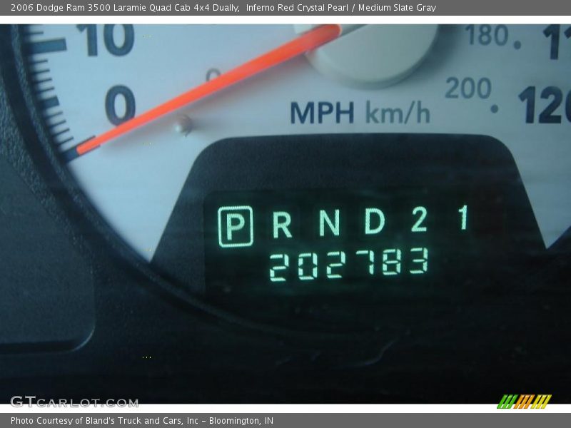 Inferno Red Crystal Pearl / Medium Slate Gray 2006 Dodge Ram 3500 Laramie Quad Cab 4x4 Dually