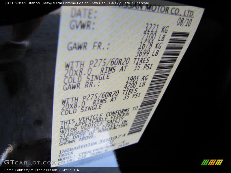 Galaxy Black / Charcoal 2011 Nissan Titan SV Heavy Metal Chrome Edition Crew Cab