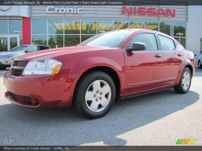 Inferno Red Crystal Pearl / Dark Khaki/Light Graystone 2009 Dodge Avenger SE