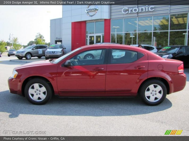 Inferno Red Crystal Pearl / Dark Khaki/Light Graystone 2009 Dodge Avenger SE