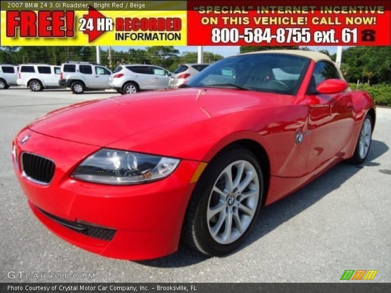 Bright Red / Beige 2007 BMW Z4 3.0i Roadster