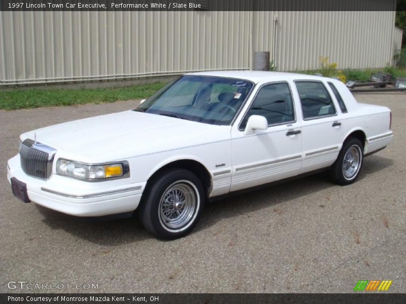 Performance White / Slate Blue 1997 Lincoln Town Car Executive