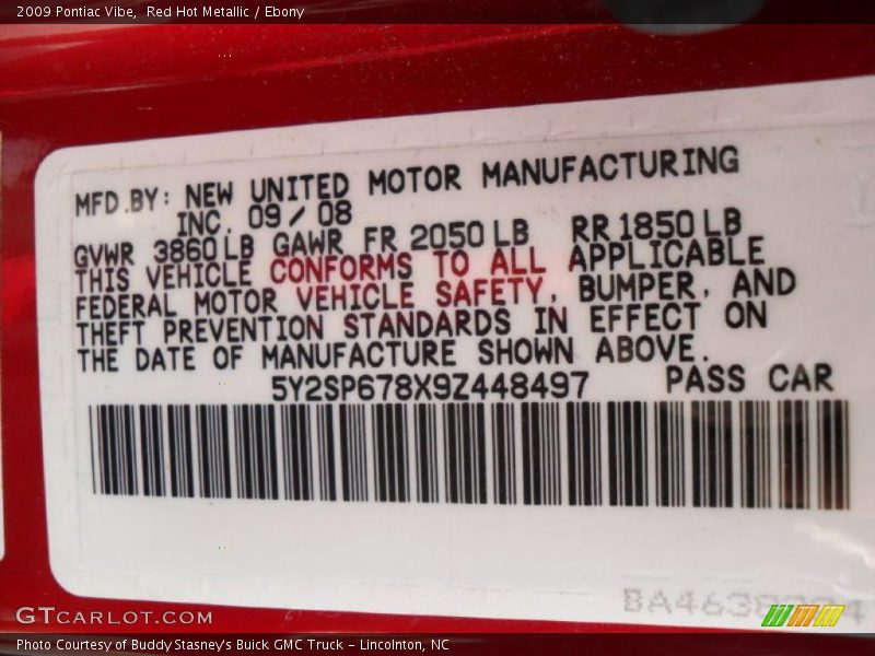 Red Hot Metallic / Ebony 2009 Pontiac Vibe