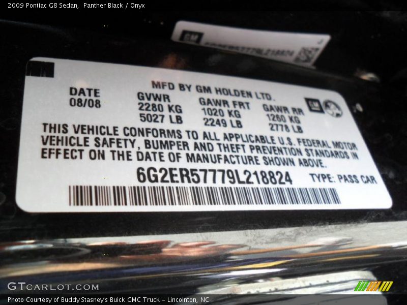 Panther Black / Onyx 2009 Pontiac G8 Sedan