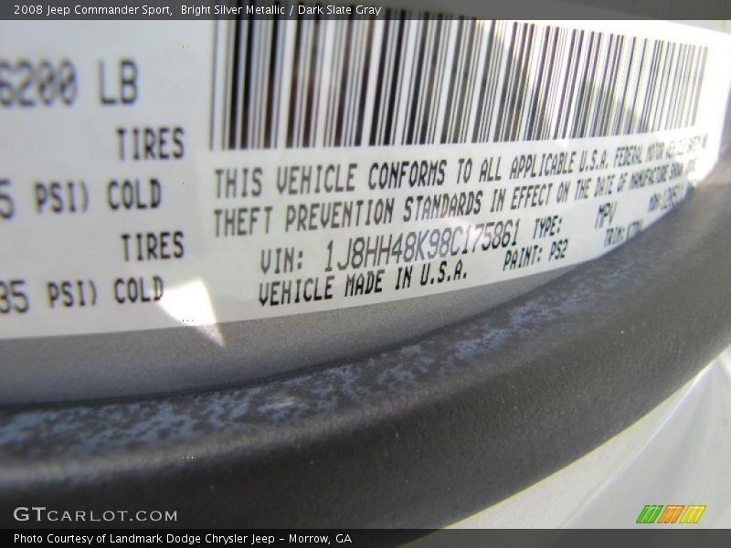 Bright Silver Metallic / Dark Slate Gray 2008 Jeep Commander Sport