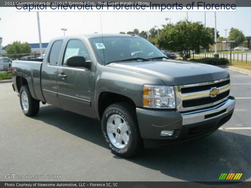 Steel Green Metallic / Ebony 2011 Chevrolet Silverado 1500 LT Extended Cab