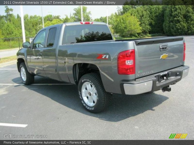 Steel Green Metallic / Ebony 2011 Chevrolet Silverado 1500 LT Extended Cab