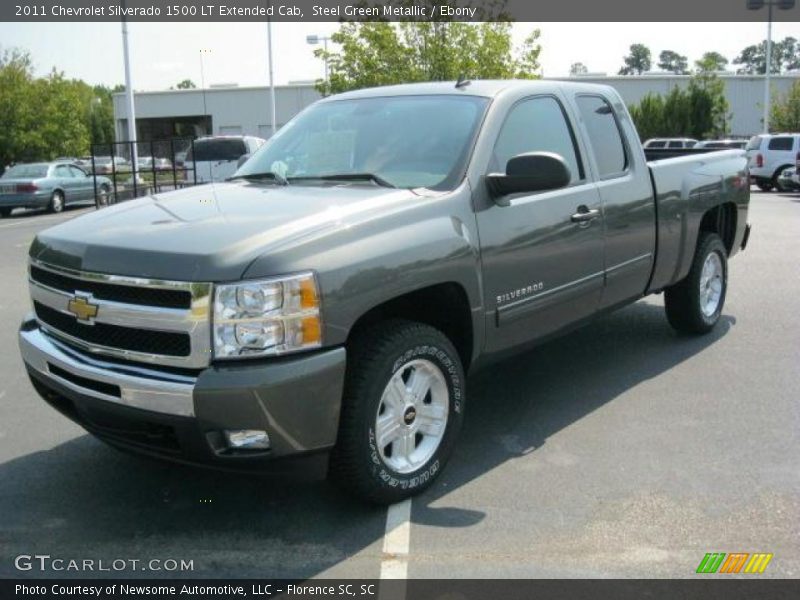 Steel Green Metallic / Ebony 2011 Chevrolet Silverado 1500 LT Extended Cab