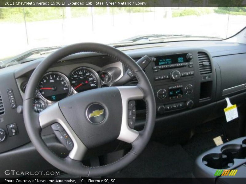 Steel Green Metallic / Ebony 2011 Chevrolet Silverado 1500 LT Extended Cab