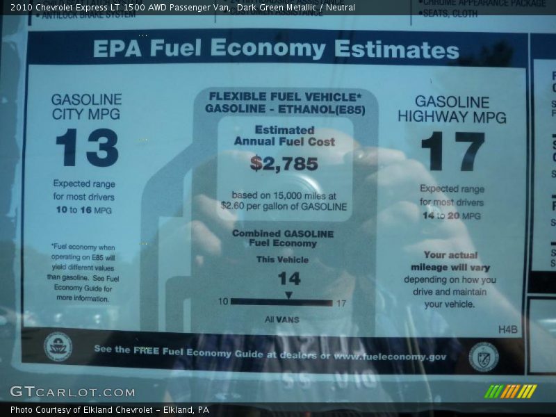 Dark Green Metallic / Neutral 2010 Chevrolet Express LT 1500 AWD Passenger Van