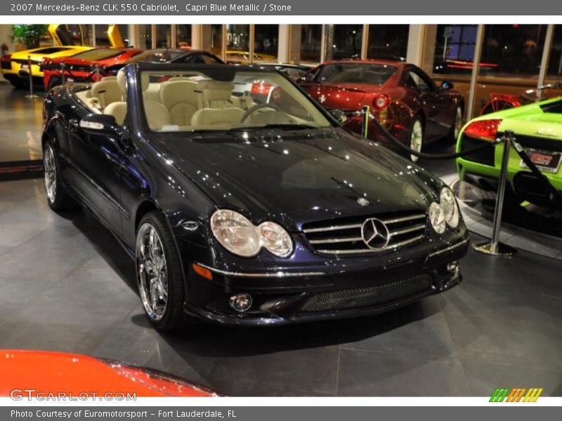 Capri Blue Metallic / Stone 2007 Mercedes-Benz CLK 550 Cabriolet