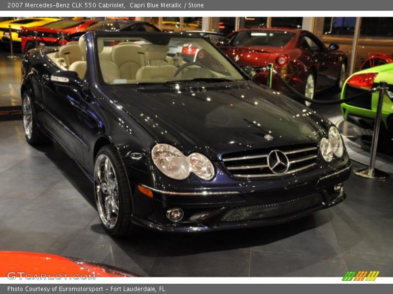 Capri Blue Metallic / Stone 2007 Mercedes-Benz CLK 550 Cabriolet