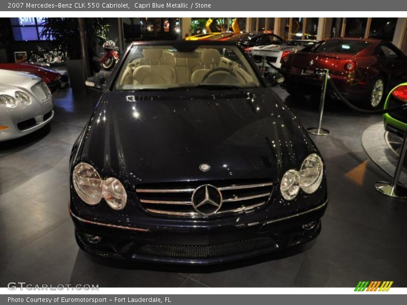 Capri Blue Metallic / Stone 2007 Mercedes-Benz CLK 550 Cabriolet