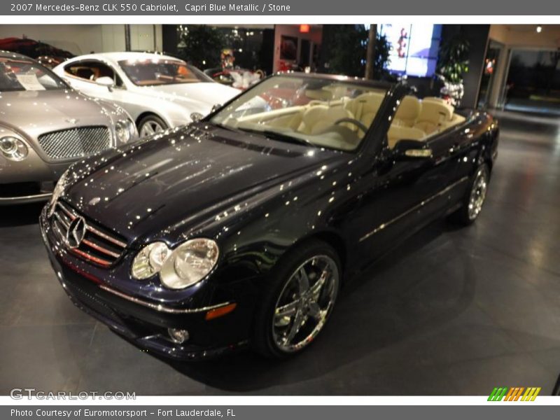 Capri Blue Metallic / Stone 2007 Mercedes-Benz CLK 550 Cabriolet