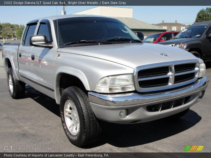 Bright Silver Metallic / Dark Slate Gray 2002 Dodge Dakota SLT Quad Cab 4x4