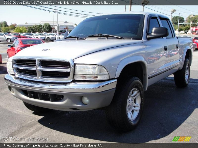 Bright Silver Metallic / Dark Slate Gray 2002 Dodge Dakota SLT Quad Cab 4x4