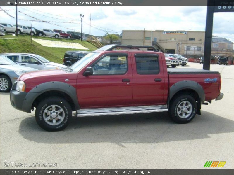 Salsa Red Metallic / Gray 2001 Nissan Frontier XE V6 Crew Cab 4x4