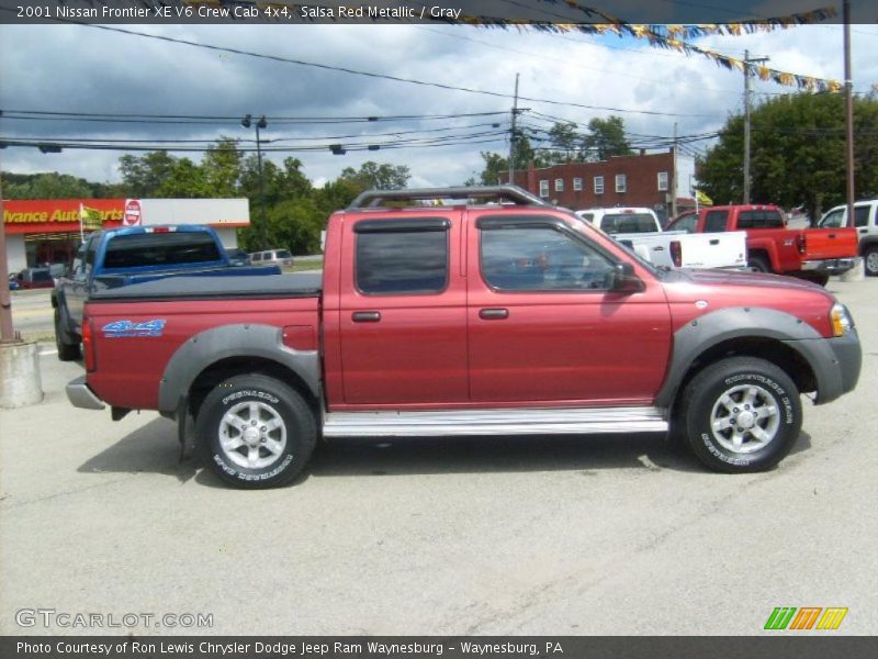 Salsa Red Metallic / Gray 2001 Nissan Frontier XE V6 Crew Cab 4x4