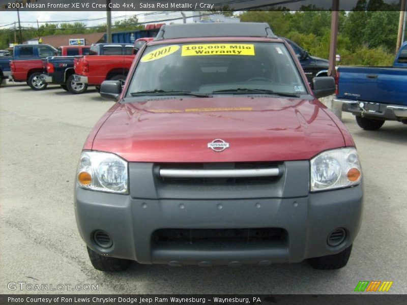 Salsa Red Metallic / Gray 2001 Nissan Frontier XE V6 Crew Cab 4x4