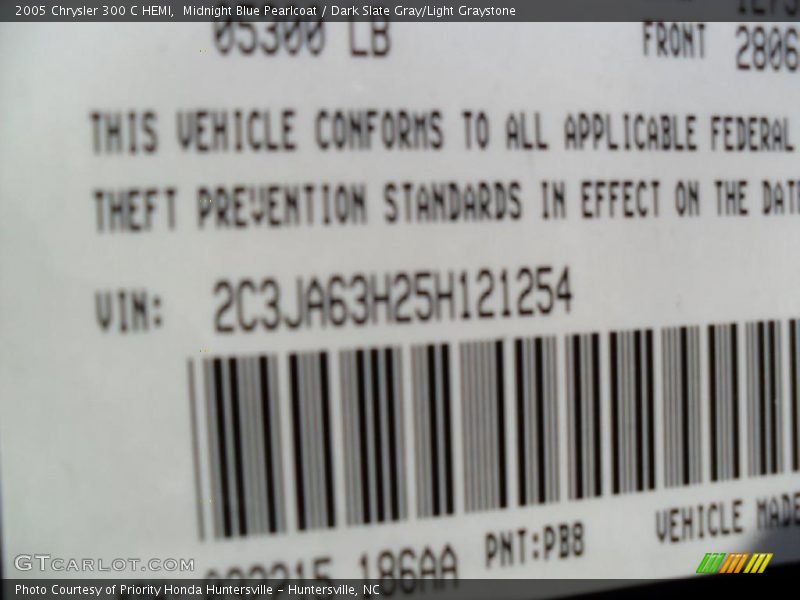 Midnight Blue Pearlcoat / Dark Slate Gray/Light Graystone 2005 Chrysler 300 C HEMI