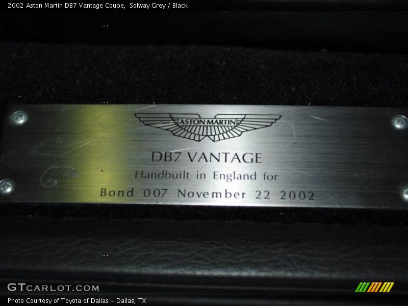 Solway Grey / Black 2002 Aston Martin DB7 Vantage Coupe