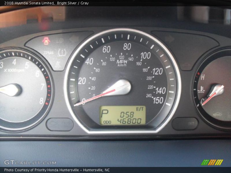 Bright Silver / Gray 2008 Hyundai Sonata Limited