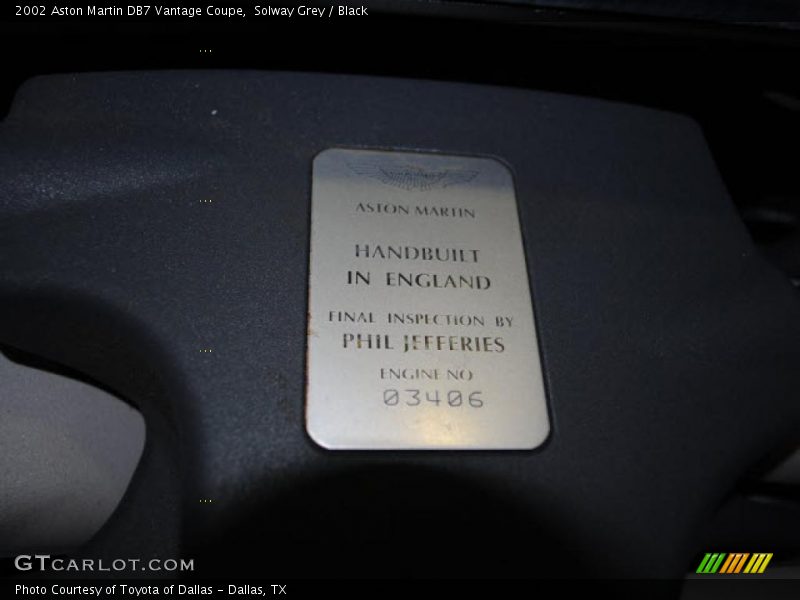 Solway Grey / Black 2002 Aston Martin DB7 Vantage Coupe