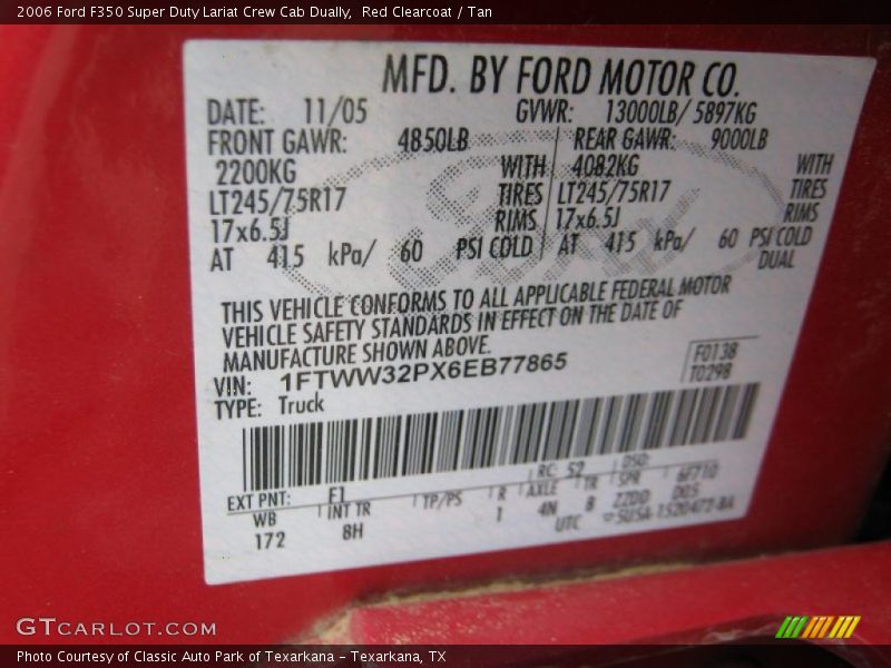 Red Clearcoat / Tan 2006 Ford F350 Super Duty Lariat Crew Cab Dually