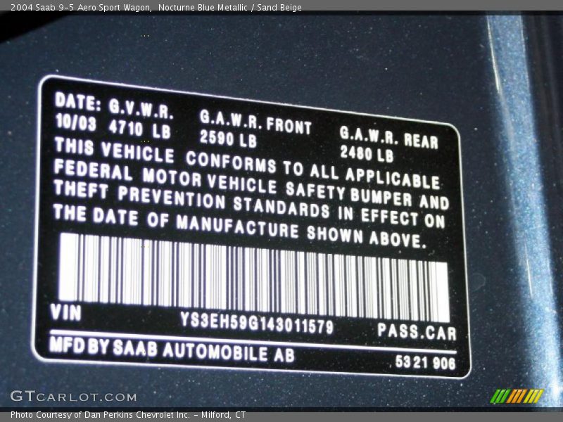 Nocturne Blue Metallic / Sand Beige 2004 Saab 9-5 Aero Sport Wagon