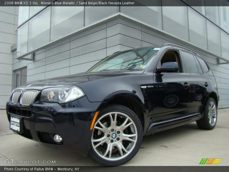 Monaco Blue Metallic / Sand Beige/Black Nevada Leather 2008 BMW X3 3.0si