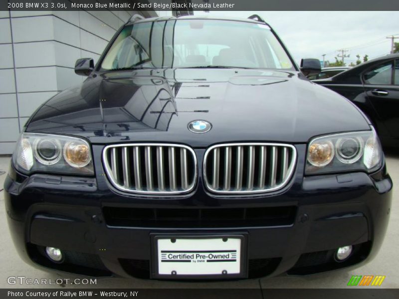 Monaco Blue Metallic / Sand Beige/Black Nevada Leather 2008 BMW X3 3.0si