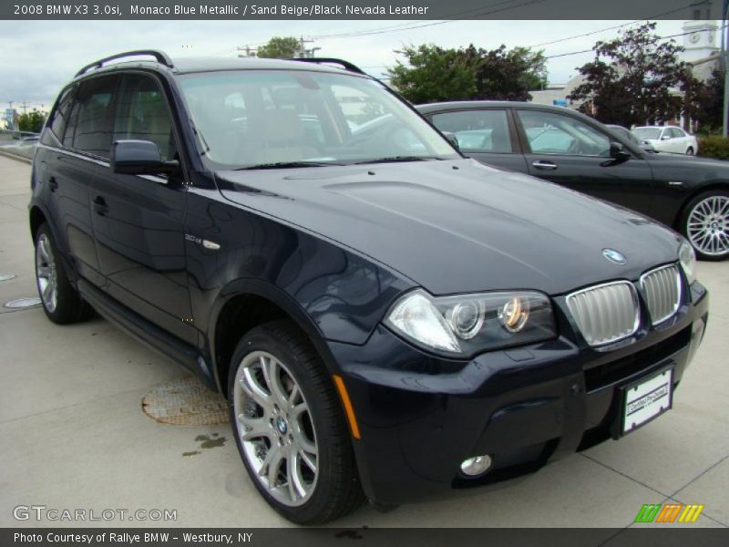 Monaco Blue Metallic / Sand Beige/Black Nevada Leather 2008 BMW X3 3.0si
