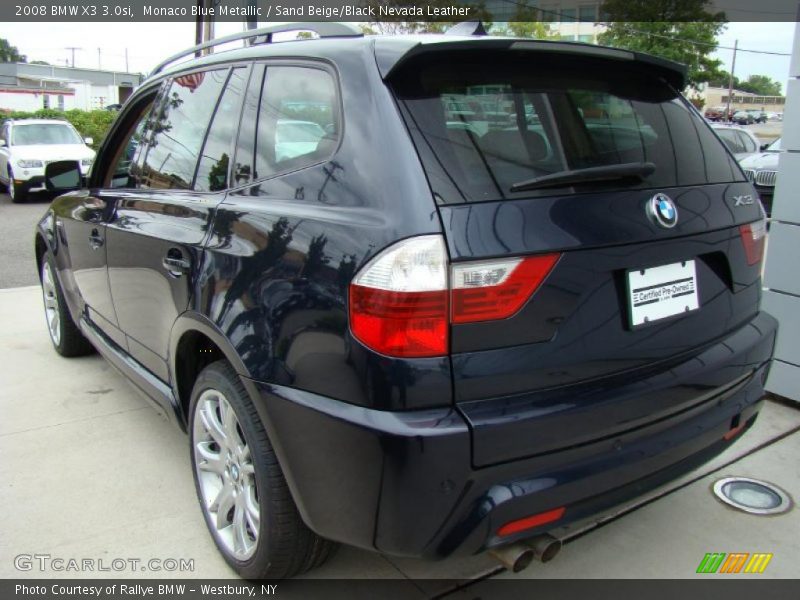 Monaco Blue Metallic / Sand Beige/Black Nevada Leather 2008 BMW X3 3.0si
