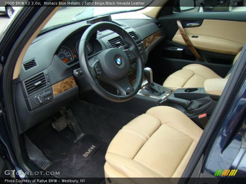 Monaco Blue Metallic / Sand Beige/Black Nevada Leather 2008 BMW X3 3.0si
