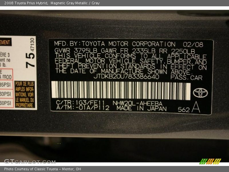 Magnetic Gray Metallic / Gray 2008 Toyota Prius Hybrid