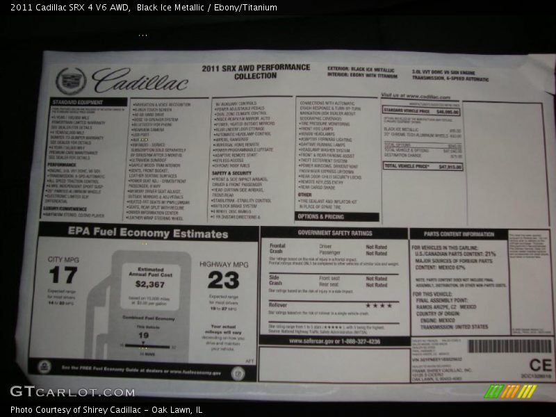 Black Ice Metallic / Ebony/Titanium 2011 Cadillac SRX 4 V6 AWD