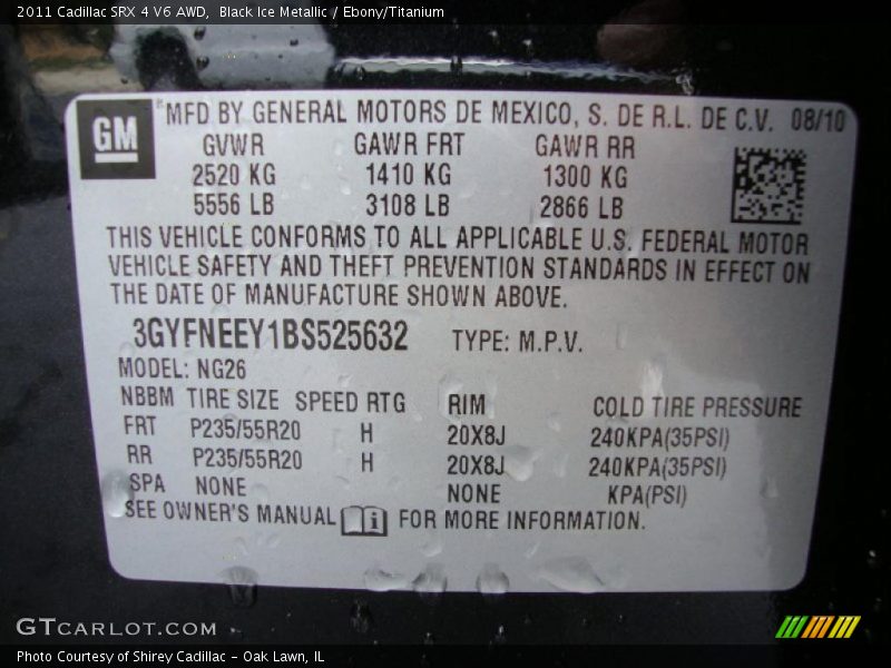 Black Ice Metallic / Ebony/Titanium 2011 Cadillac SRX 4 V6 AWD